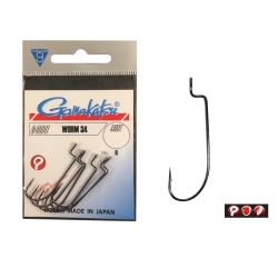 GAMAKATSU Worm 34 Siyah Offset Silikon İğnesi - Gamakatsu