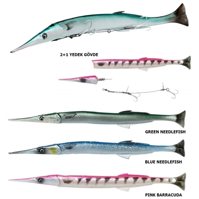Savage gear 3D Line Thru Needlefish Pulsetail 2+1 30cm 85gr Silikon Yem - 1