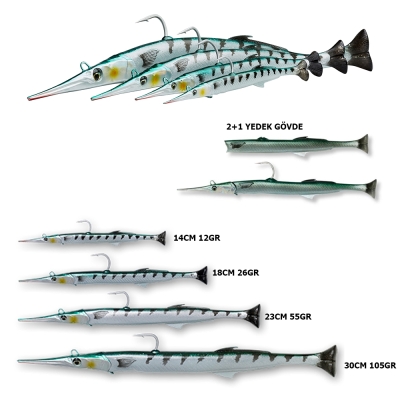 Savage gear 3D Needlefish Pulsetail 2+1 30cm 105gr Silikon Yem - 1